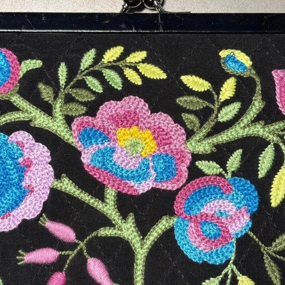 Vera Bradley Veronique Embroidered Velvet Purse Floral Statement Multicolor - Picture 2 of 8